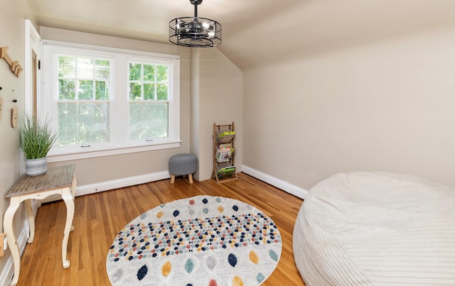 2220 York St, Des Moines, IA 50316 - sitting room featuring wood finished floors and vaulted ceiling