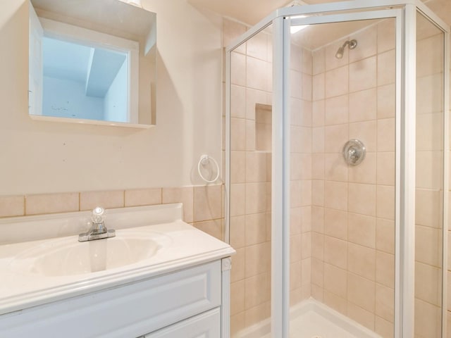 780 Iowa Ave, Martensdale, IA 50160 - bathroom with vanity and a shower stall