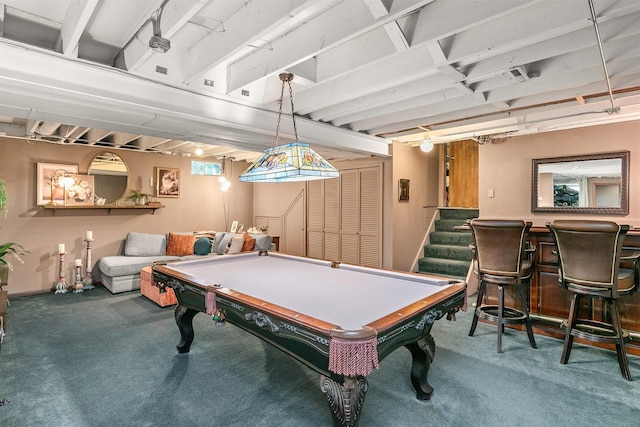 10438 Donna Bella Cir, Clive, IA 50325 - game room with billiards, carpet, and a bar