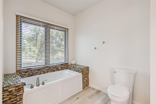 303 Trevor Ct, Norwalk, IA 50211 - bathroom with a garden tub and wood finished floors