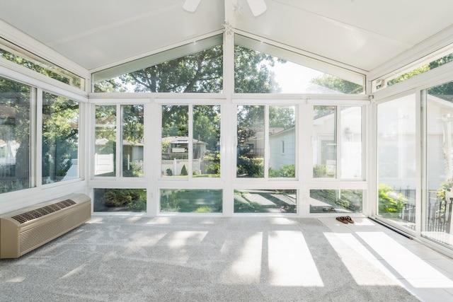 4511 67th St, Urbandale, IA 50322 - unfurnished sunroom with plenty of natural light, lofted ceiling, and ceiling fan
