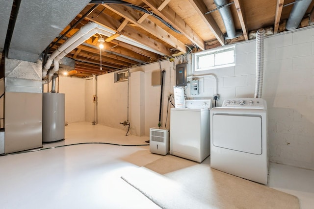 4511 67th St, Urbandale, IA 50322 - basement with water heater, washing machine and clothes dryer, and electric panel
