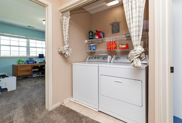 1695 Pease Dr, Pleasant Hill, IA 50327 - washroom featuring washing machine and dryer, carpet floors, and a desk