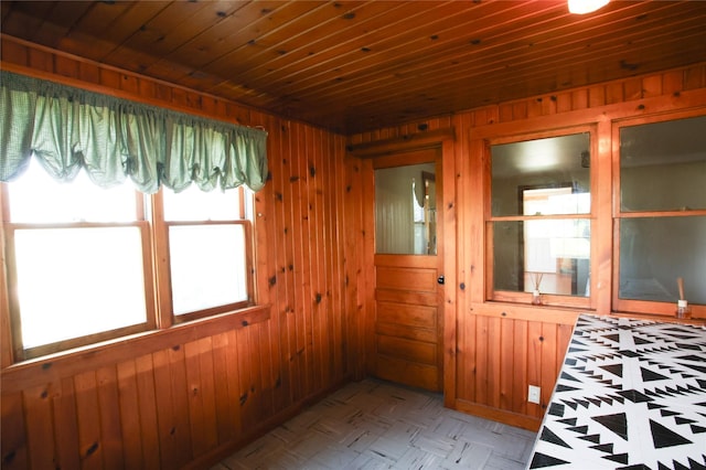 24388 250th St, Eldora, IA 50627 - kitchen featuring wooden walls and wooden ceiling