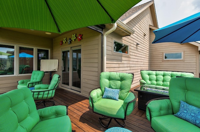 2100 NW Prairie Creek Dr, Grimes, IA 50111 - wooden deck with an outdoor living space and french doors