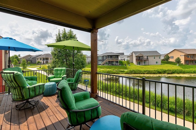 2100 NW Prairie Creek Dr, Grimes, IA 50111 - wooden terrace with a residential view and a water view