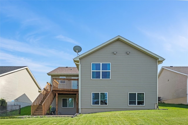 16215 Monroe Ct, Urbandale, IA 50323 - back of house with stairway and a wooden deck