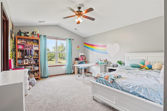 16215 Monroe Ct, Urbandale, IA 50323 - carpeted bedroom featuring vaulted ceiling and ceiling fan