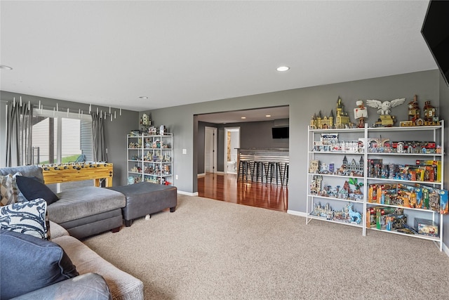 16215 Monroe Ct, Urbandale, IA 50323 - carpeted living room with recessed lighting and baseboards