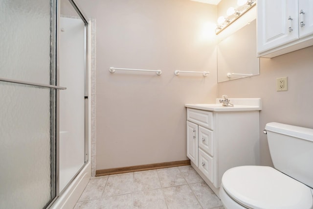 2424 Guenever Ct, Altoona, IA 50009 - full bathroom featuring a shower with shower door, vanity, and tile patterned flooring