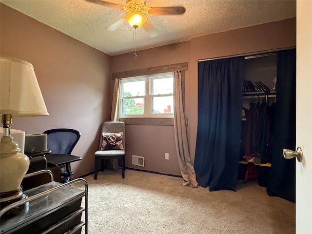 205 E Livingston Ave, Des Moines, IA 50315 - carpeted office with a textured ceiling and a ceiling fan