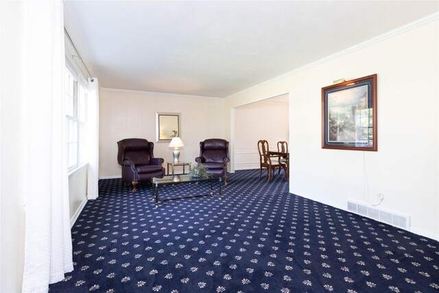 1809 79th St, Windsor Heights, IA 50324 - living area featuring carpet and crown molding