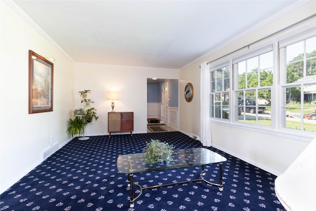1809 79th St, Windsor Heights, IA 50324 - carpeted living room with crown molding and plenty of natural light