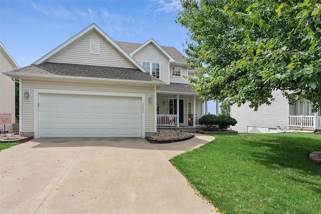 4380 Ashley Park Dr, West Des Moines, IA 50265 - traditional-style house with a porch, a front yard, driveway, and roof with shingles