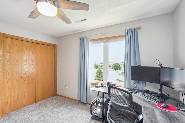 4380 Ashley Park Dr, West Des Moines, IA 50265 - carpeted home office featuring healthy amount of natural light and a ceiling fan