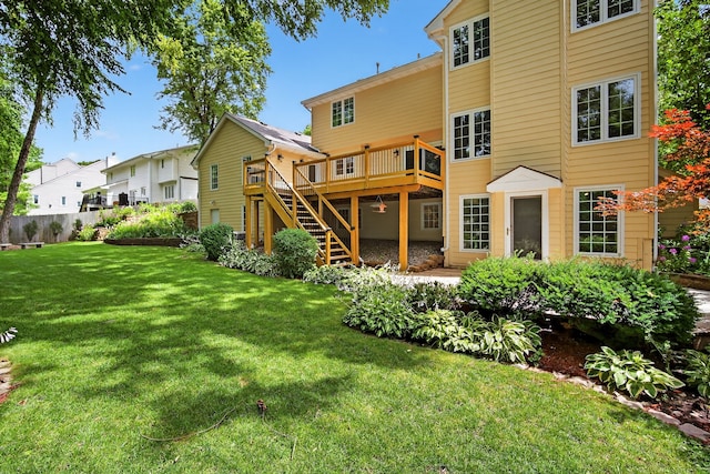 904 54th St, West Des Moines, IA 50266 - back of property featuring stairs, a deck, and a residential view