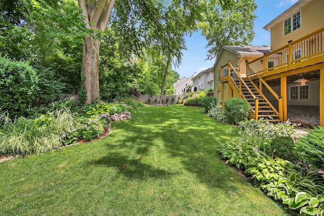 904 54th St, West Des Moines, IA 50266 - view of yard with stairs and a deck