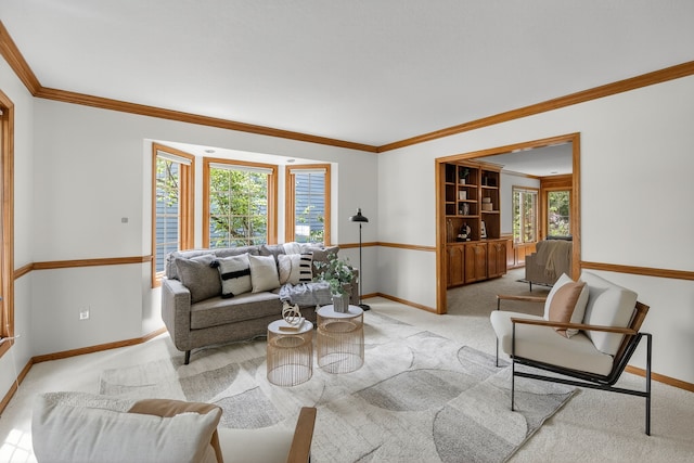 904 54th St, West Des Moines, IA 50266 - carpeted living area featuring crown molding