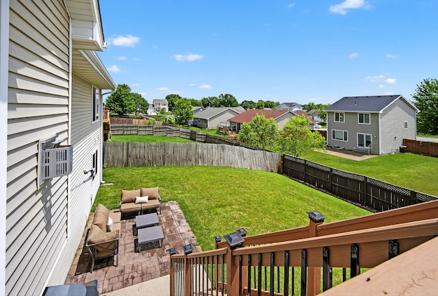 2618 13th St SW, Altoona, IA 50009 - fenced backyard with a residential view, an outdoor living space, and a patio