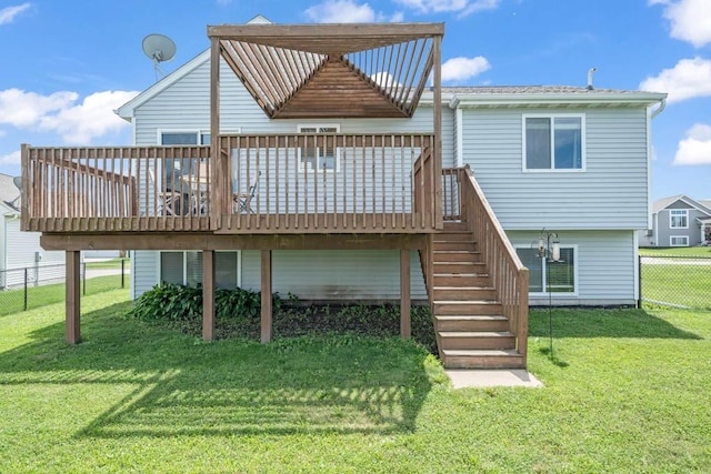 704 36th St SW, Bondurant, IA 50035 - back of house with a wooden deck and stairs