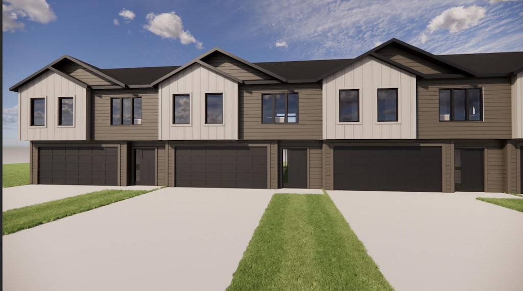 1376 Meadow Rose Pl, Waukee, IA 50263 - view of front of house featuring an attached garage, board and batten siding, and concrete driveway