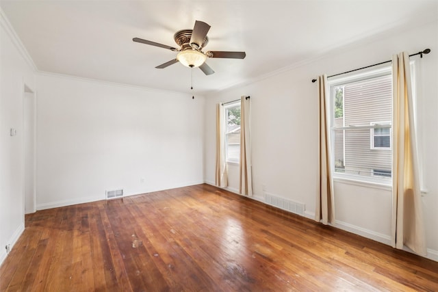 305 Hillside Ave, West Des Moines, IA 50265 - empty room featuring hardwood / wood-style floors, a ceiling fan, and crown molding