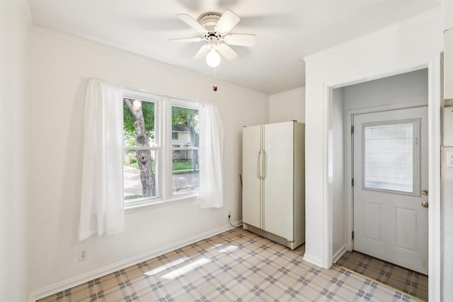 305 Hillside Ave, West Des Moines, IA 50265 - foyer with ceiling fan, ornamental molding, and light flooring