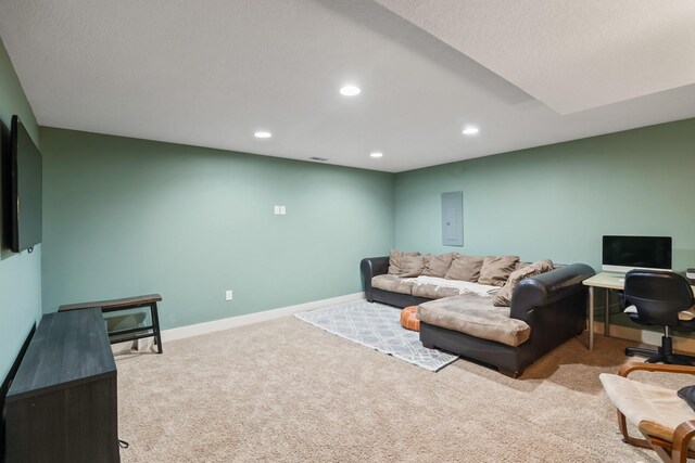 4034 6th Ave, Des Moines, IA 50313 - living area featuring carpet floors, recessed lighting, and electric panel
