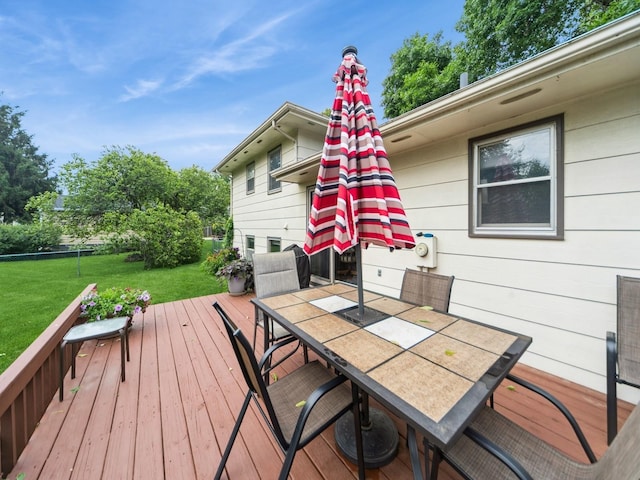 401 NW Valley View Dr, Grimes, IA 50111 - wooden deck with outdoor dining area