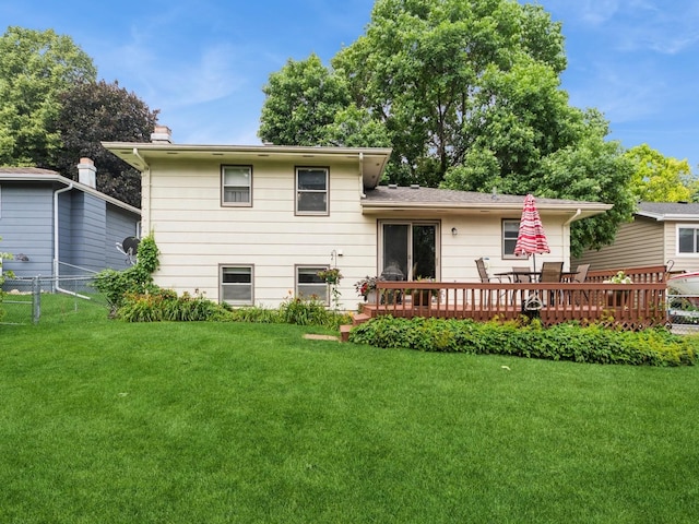 401 NW Valley View Dr, Grimes, IA 50111 - rear view of property with a deck and a chimney