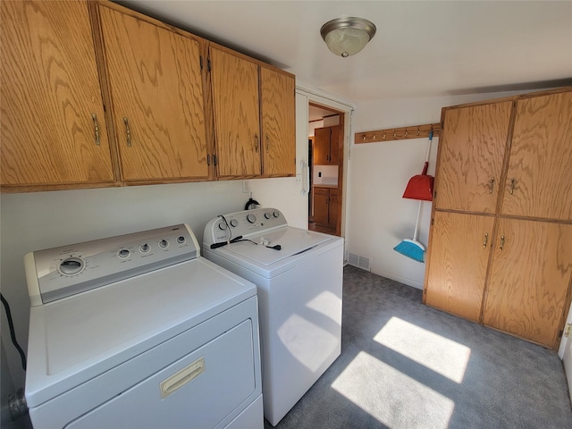 108 W Logan St, Casey, IA 50048 - washroom with cabinet space, carpet, and washing machine and clothes dryer