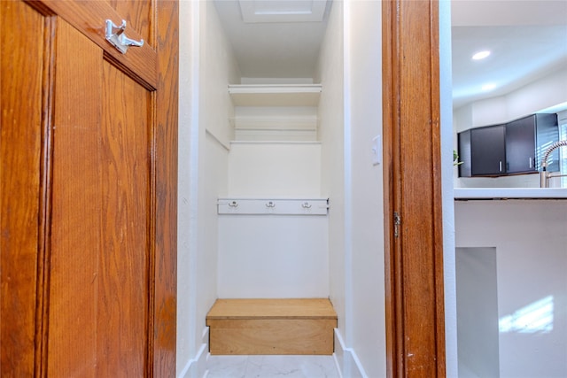 3021 49th St, Des Moines, IA 50310 - interior space featuring baseboards and marble finish flooring