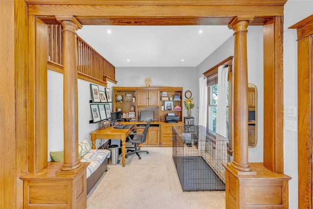 3602 64th St, Urbandale, IA 50322 - office featuring light carpet, built in study area, and recessed lighting