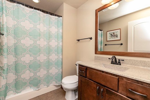 6054 Bradford Ln, Johnston, IA 50131 - bathroom featuring vanity, a shower with shower curtain, and tile patterned flooring