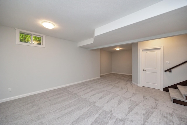 296 S 82nd St, West Des Moines, IA 50266 - below grade area featuring stairs and carpet floors