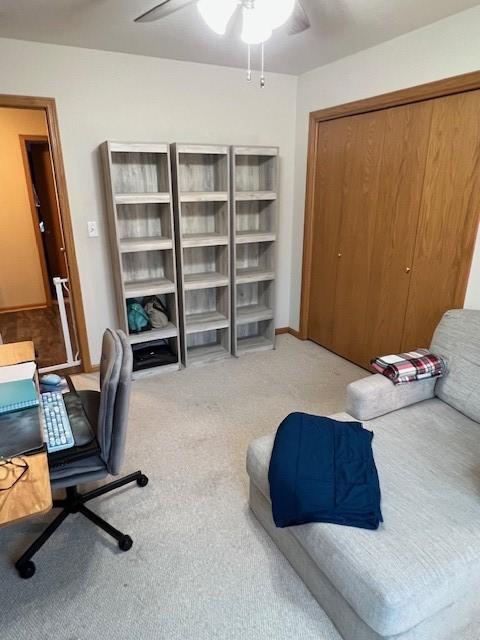 4806 Waller St, Ames, IA 50014 - office featuring a ceiling fan and light carpet