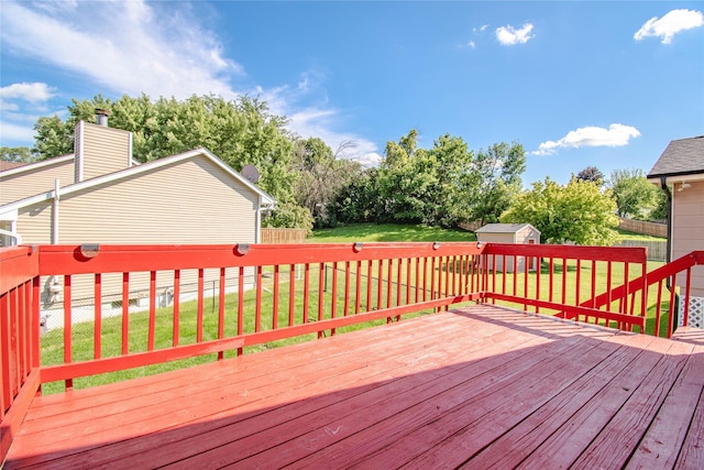 5420 SW 13th St, Des Moines, IA 50315 - deck with a shed and a fenced backyard