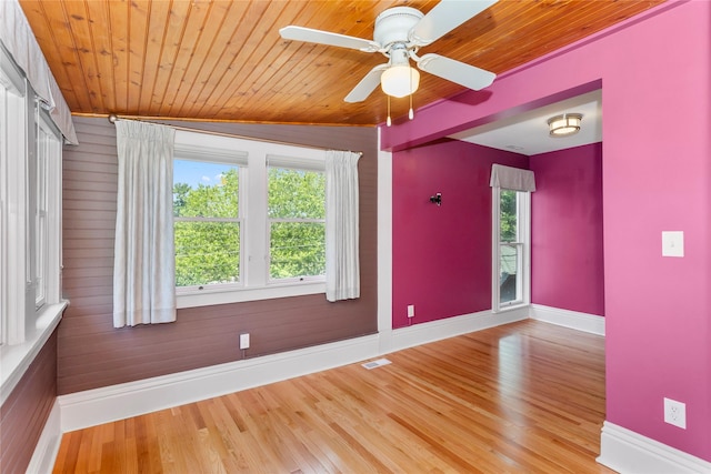 658 20th St, Des Moines, IA 50314 - spare room with wood ceiling, wood finished floors, and ceiling fan