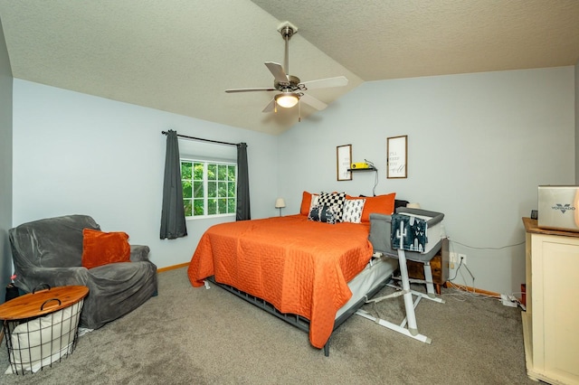 550 25th St SE, Altoona, IA 50009 - carpeted bedroom featuring lofted ceiling, a textured ceiling, and ceiling fan