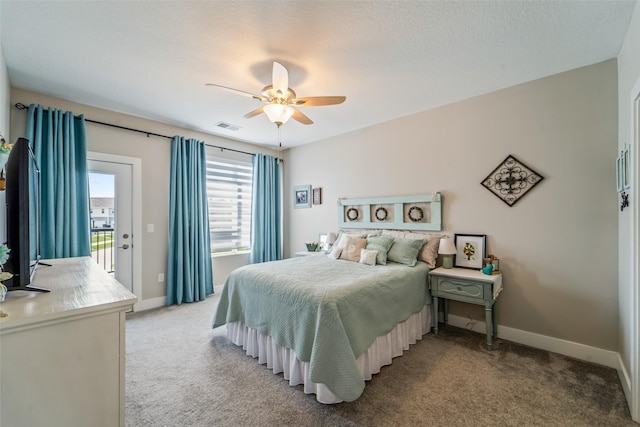 9065 Bishop Dr Unit 314, West Des Moines, IA 50266 - bedroom with light colored carpet, access to outside, and ceiling fan