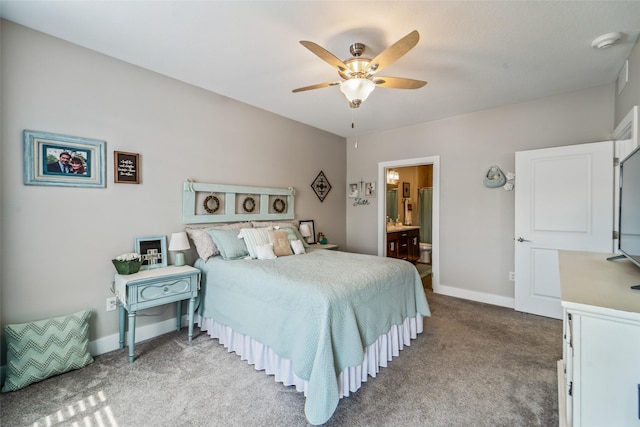 9065 Bishop Dr Unit 314, West Des Moines, IA 50266 - carpeted bedroom featuring ensuite bath and a ceiling fan