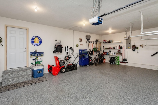 2507 135th St, Urbandale, IA 50323 - garage with a garage door opener and a workshop area