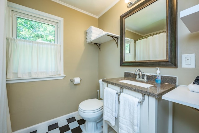 512 11th St, West Des Moines, IA 50265 - bathroom with tile patterned floors, vanity, and crown molding