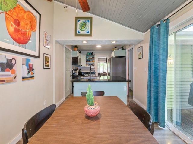 2300 Locust St, West Des Moines, IA 50265 - dining room featuring vaulted ceiling and wood ceiling