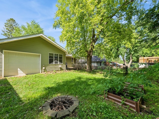 2300 Locust St, West Des Moines, IA 50265 - view of yard featuring an outdoor fire pit