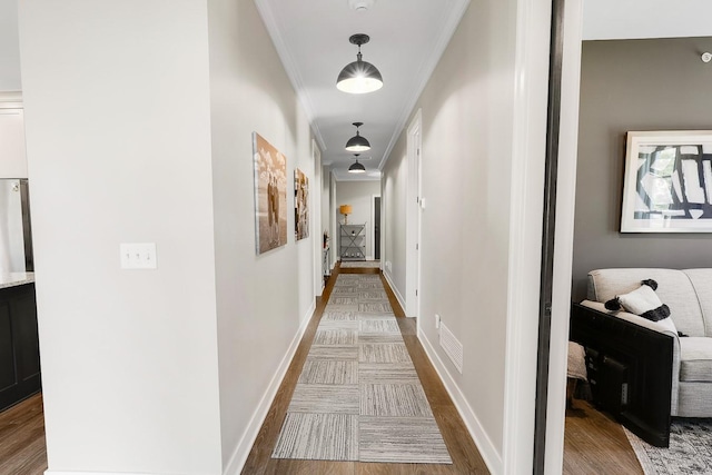 710 Peace St Unit 3D, Pella, IA 50219 - hall with ornamental molding and wood finished floors