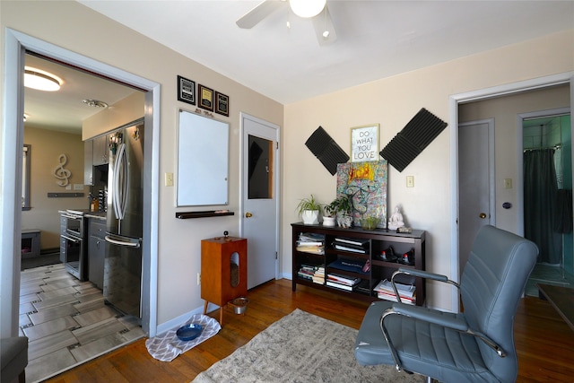 3600 Brinkwood Rd, Des Moines, IA 50310 - sitting room featuring ceiling fan and wood finished floors