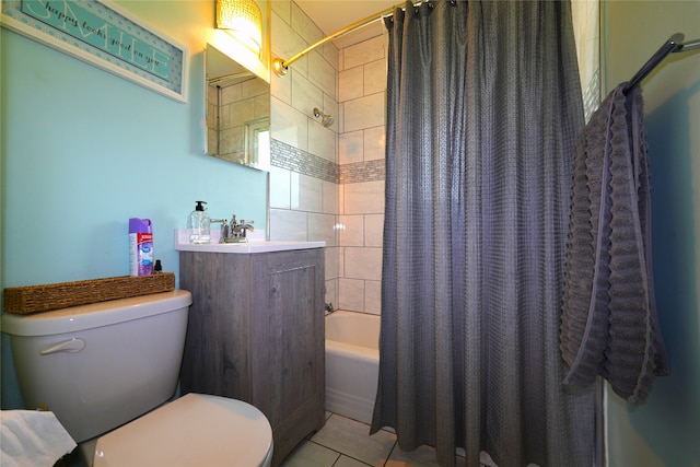 3600 Brinkwood Rd, Des Moines, IA 50310 - full bath with shower / bath combo with shower curtain, vanity, and tile patterned flooring