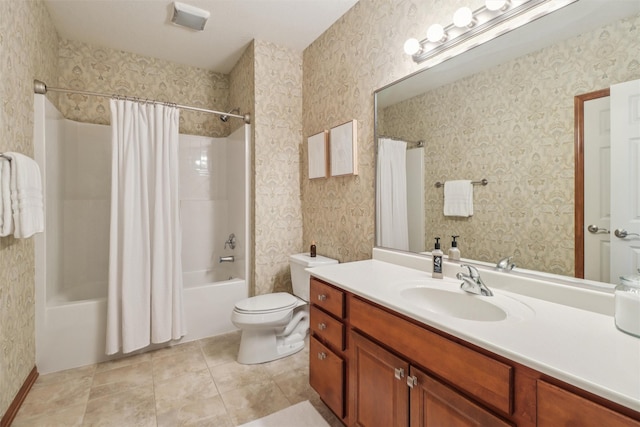 3607 152nd St, Urbandale, IA 50323 - full bathroom featuring shower / tub combo with curtain, vanity, and tile patterned floors