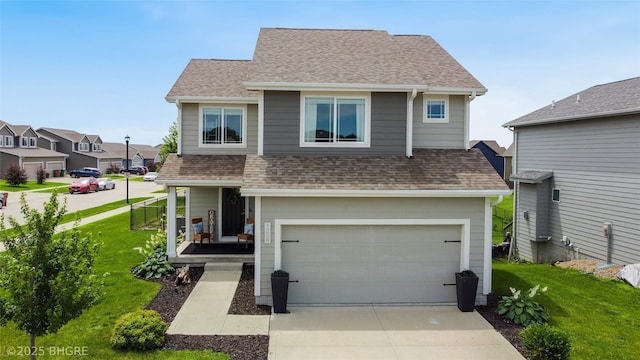 1208 NE 21st St, Grimes, IA 50111 - traditional home featuring a shingled roof, driveway, a front lawn, and a garage